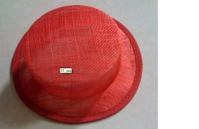 China Hard Red 3 Layers Sinamay Base, Sinamay Binding Hat Base in Mini Top Shape for Party for sale