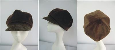 China Custom Velvet Fabric Comfortable Ladies’ Baker Boy Cap with Topstitching Inside for Normal for sale