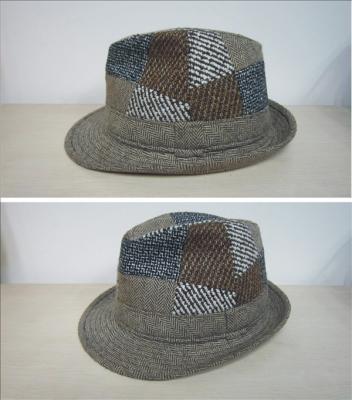 China Polyester / Wool Blend, T/C Lining Inside Fashion Baker Boy Cap With Fedora Shape for Men for sale