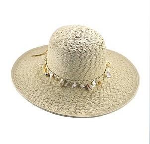 China Beach Paper Braid Hat In Floppy Shape, Ladies Summer Paper Fedora Hats With Shell Trimming for sale