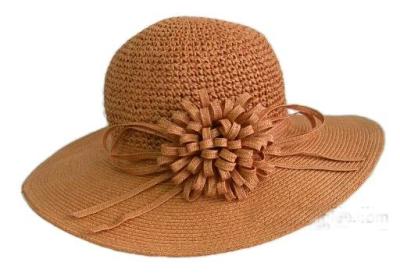 China Ladies' Fashion Paper Fedora Hats In Floppy Shape with Braid Flower for sale