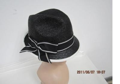 China Black Fashion Casual Women Paper Straw Hats With Ribbon Band For Normal Day, Party for sale