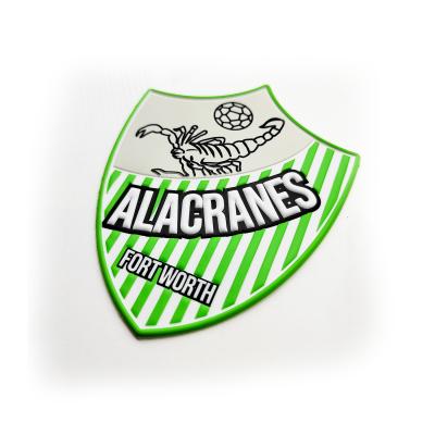 China Factory Price 3D Sports Team Football 3D Green Silicone White Pelted Badges For Clothes for sale