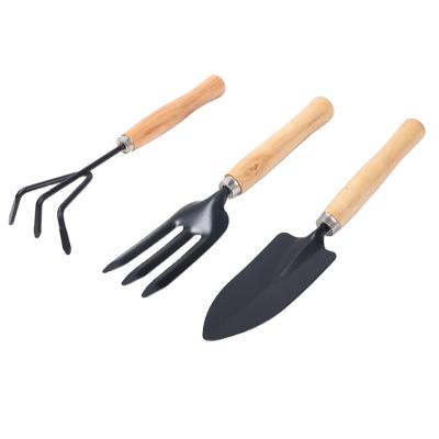 China Mini Garden Tools Professional Wooden Handle Mini Garden Tools Set 3PCS for Garden for sale