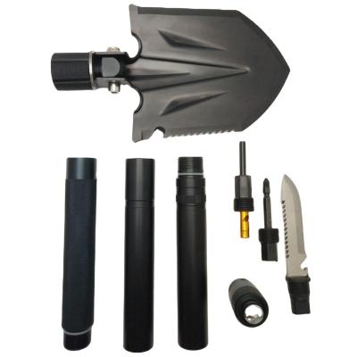 China Hot Selling Survival Tools Outside Door Survival Tools Multifunctional Shovel 3Parts Handle In Black Color for sale