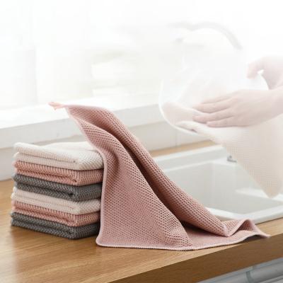 China Wholesale Sustainable Rice Texture Water Absorption Dish Towels Cleaning Towel Microfiber Towel for sale