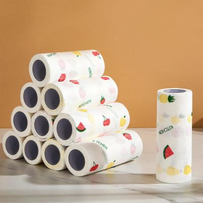 China Viable Custom Universal Disposable Printing Nonwoven Wood Pulp Household Kitchen Cleaning Towels for sale