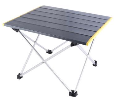 China Amazon Hot Sale Modern Solid Wood Grain Aluminum Alloy Luxury Portable Camping Table Matte Surface Hard-Topped Detachable Folding for sale