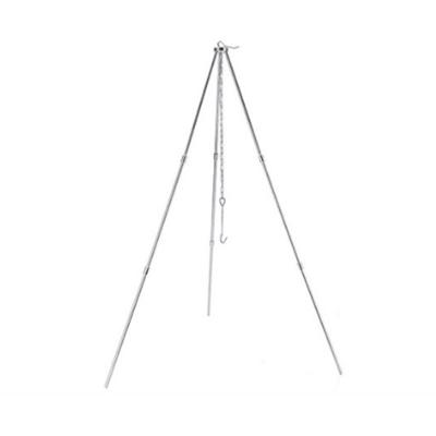 China Outdoor Camping Raising 2020 Heavy Duty Telescopic Outdoor Camping Tripod Saddles Stainless Steel Tripod Campfire Pot Holder Hanger Moving Bracket for sale