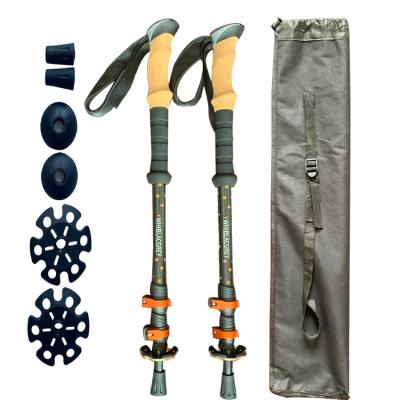 China Durable Amazon CORK EVA Grip Carbon 3K Axle Trekking Pole Telescopic Stick De Trail Hiking Pole for sale