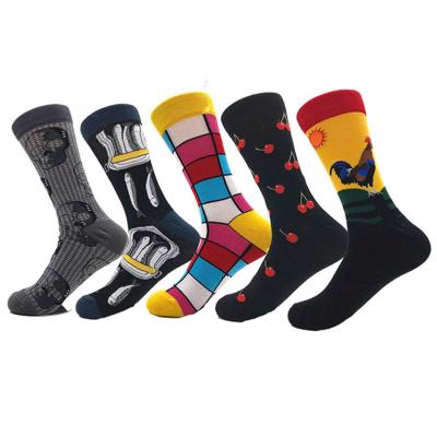 China Viable Wholesale Fashion Cartoon Plaid Animal Men's Comfy Cotton Calcetines Fruit Crew Socks for sale