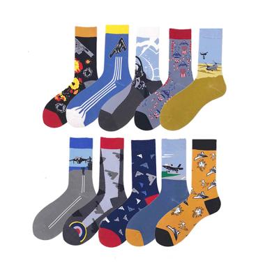 China Viable Hot Selling Pattern Crew Socks Flat Art Men's Socks Cotton Fashionable Stylish for sale