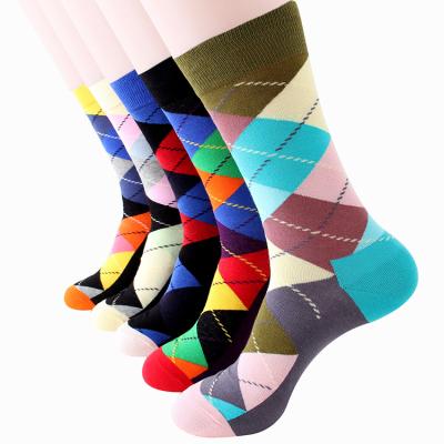 China Hot Selling Cotton Viable Fashion Bangs Argyle Colorful Tube Dress Socks Unisex for sale