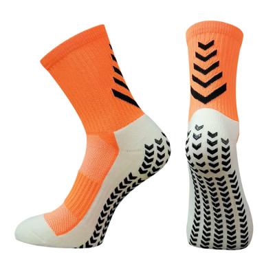 China Men's And Women's Orange High Top Athletic Non-Slip Socks Sports Knocks Soccer Football Socks Sports for sale