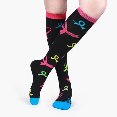 China Breast Cancer Awareness Socks Women Viable Colored Compression Socks Medical Unisex Custom Made Socks for sale