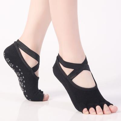 China Wholesale Anti-slip Sporty Grip Pilates Open Toe 5 Toe Ankle Women's Soft Yoga Socks Knitted for sale