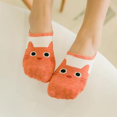 China Summer Sustainable Cotton Spring Cute Cat Anti Slip Ladies Women Invisible Socks for sale