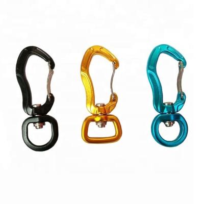 China Wholesale 7075 Water Treatment Anodized Aluminum Wiregate Snap Swivel Carabiner Hooks for sale