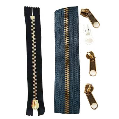 China 4# 5# Zipper Handbag Garment Purse Nickel Free Brass Plugged Loom Sewing Brass DIY Y Teeth Zipper for sale