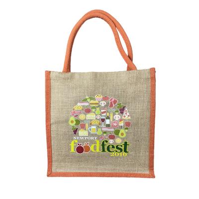 China Wholesale Cheap Custom Canvas Shopping Eco-Friendly Material Logo Printed Eco Burlap Natural Jute Tote Bag for sale