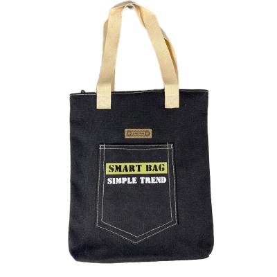 China High Quality Fashion Recycle Washable Custom Logo Women Traveling Denim Shopping Bag for sale