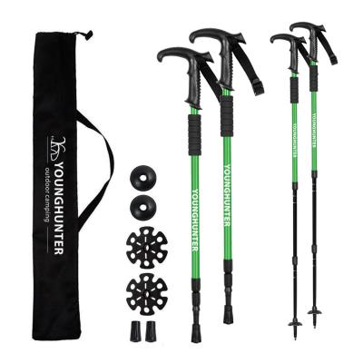 China Outdoor Camping Rise 3 Section Elderly Carbon Aluminum Telescopic Fiber Raising Cane Smart Folding Walking Stick for sale