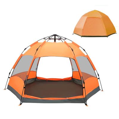 China Large 3-5 Person Hexagon Game Camouflage/Field Double Layer Family Outdoor Camping Fishing Pop Up Tent Rainproof Beach for sale