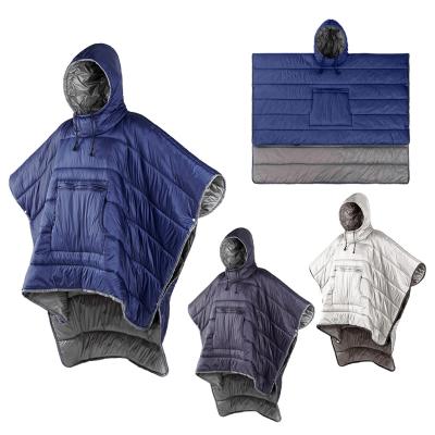 China Eco-friendly 170T Polyester Fabric Cotton Filled Winter Cape Portable Water Resistant Small Camping Coat Sleeping Bag for sale