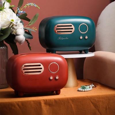 China Retro decoration paper box home best-selling desktop radio form small plastic tissue box Office Home facial tissue box for sale