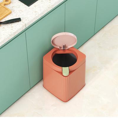 China Sustainable Creative Fashion Home Office Double Layers Trash Can With Cover Mini Plastic Table Top Waste Bin for sale