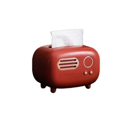 China Household Creative Home Office Fashion Box Paper Decoration Retro Radio Form Tissue Plastic Mini Tissue Box Decorative Holder for sale