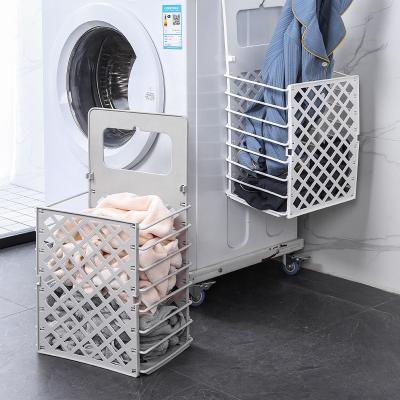 China Fashionable Creative Wall Mounted Collapsible Storage Basket Foldable Plastic Dirty Clothes Hamper Plastic Dirty Clothes Hamper for sale