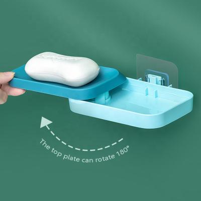 China Fashionable Wall Mount Wall Mount Hole Freestanding Vacuum Soap Dish Plastic Soap Tray Holder for sale