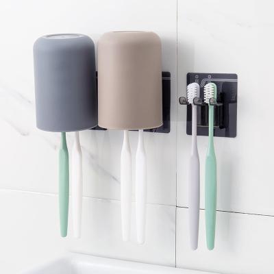 China Factory Price Viable Household Toothbrush Holder Toothbrush Holder Wall Mounted No Drill Set for sale