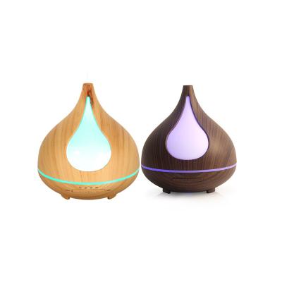 China Household Wood Grain 300ml Air Humidifier with 7 Colors LED Light Aromatherapy Essential Oil Diffuser for sale