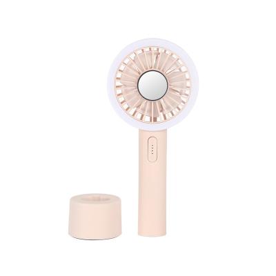 China 15-20 LED Flashing Light Rechargeable High Quality Portable Handy Mini Fan With Diffused Aroma for sale