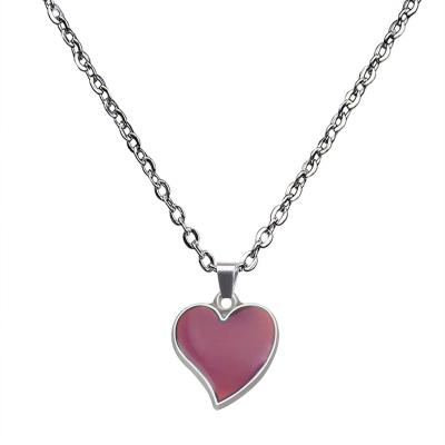 China Other New Design Peach Heart Pendant Necklace Discolored Heart Stainless Steel Necklace For Girls for sale