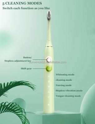 China Sunwinon K024-Y2 Battery Operated Sonic Toothbrush Waterproof Adult Portable Cleaning Modes Electric Toothbrush IP7 for sale