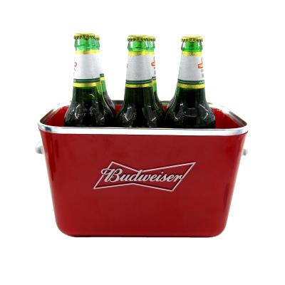 China Promotion Food Grade Double Handle Rectangle Ice Stored Single Walled Wine Bucket for sale