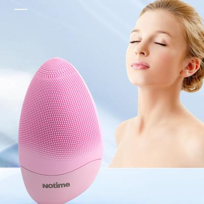 China Notime Logo Customized Skin Vibration DEEP CLEANING Painless Face Deep Clean Silicone Face Deep Clean Exfoliating Cleansing Brush for sale