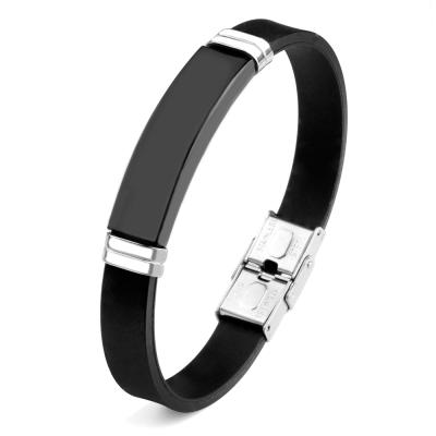 China CLASSIC Silicone Stopper Adjustable Stainless Steel Bracelet Bangle Bracelet for sale