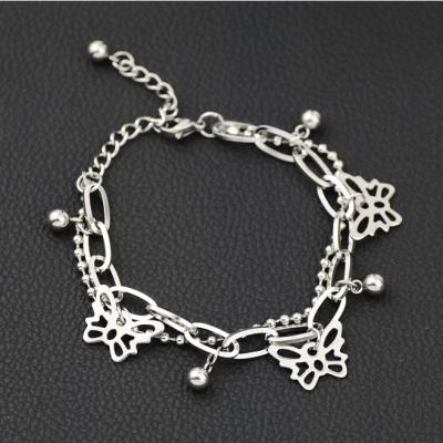 China CLASSIC Hot Sale Stainless Steel Butterfly Charm Anklet For Women Foot Jewelry for sale