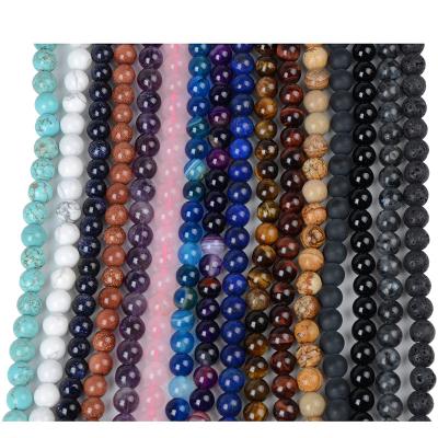 China Wholesale Agate Tiger Eye Natural Stone Beads DIY Bracelet Necklace Lapis Lazuli Rose Quartz Amethyst For Bracelets Necklace Jewelry Making for sale