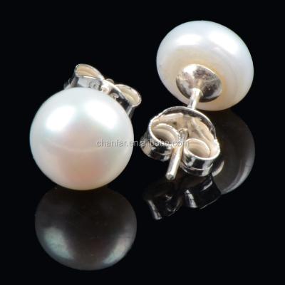 China 925 Sterling Silver Pink White Purple 925 Genuine Natural Freshwater Pearl Earring Stud Earring For Women Jewelry for sale