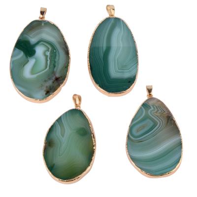 China Jewelry Making Chanfar Natural Sliced ​​Stone Gem Charm Pendant Agate For Necklace Jewelry Making for sale