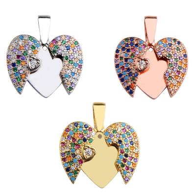 China Fashionable DIY Jewelry Accessories Designs Shining Diamond Rhinestone Opened Heart Shape Pendant Accessories for Necklace Making for sale