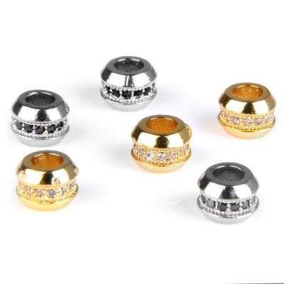 China Beads For DIY Jewelry Making Silver Gold Color Metal Ball Shape With Crystal Big Hole Jewelry Spacer Beads for sale