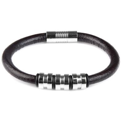 China CLASSIC Invisible Clasp Coffee Buckle Stainless Steel Genuine Leather Bracelets for sale