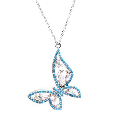 China 2021 Romantic New Personalized Blue Zircon Plated Butterfly Pendant Necklace for sale