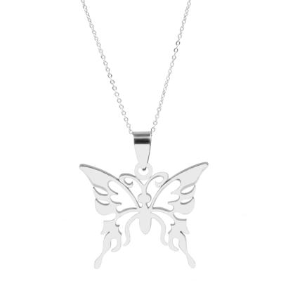 China Romantic Unique Ribbon Plated Stainless Steel Holout Butterfly Pendant Necklace for sale